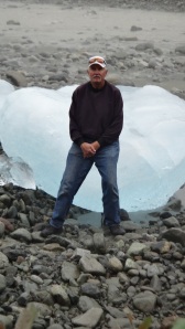 Richard sitting on an iceberg along the Salmon River
